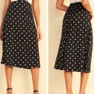 Old Navy Midi Black & White Polka Dot Skirt